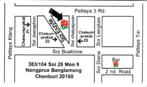 English Rose Bar and Guest House Soi Chaiyapoon Chaleumprakiat 25 Pattaya Thailand Map