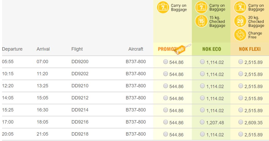 Flights from Bangkok to Udon Thani Nok Air