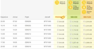 Nok Air Sample Flight Schedule
